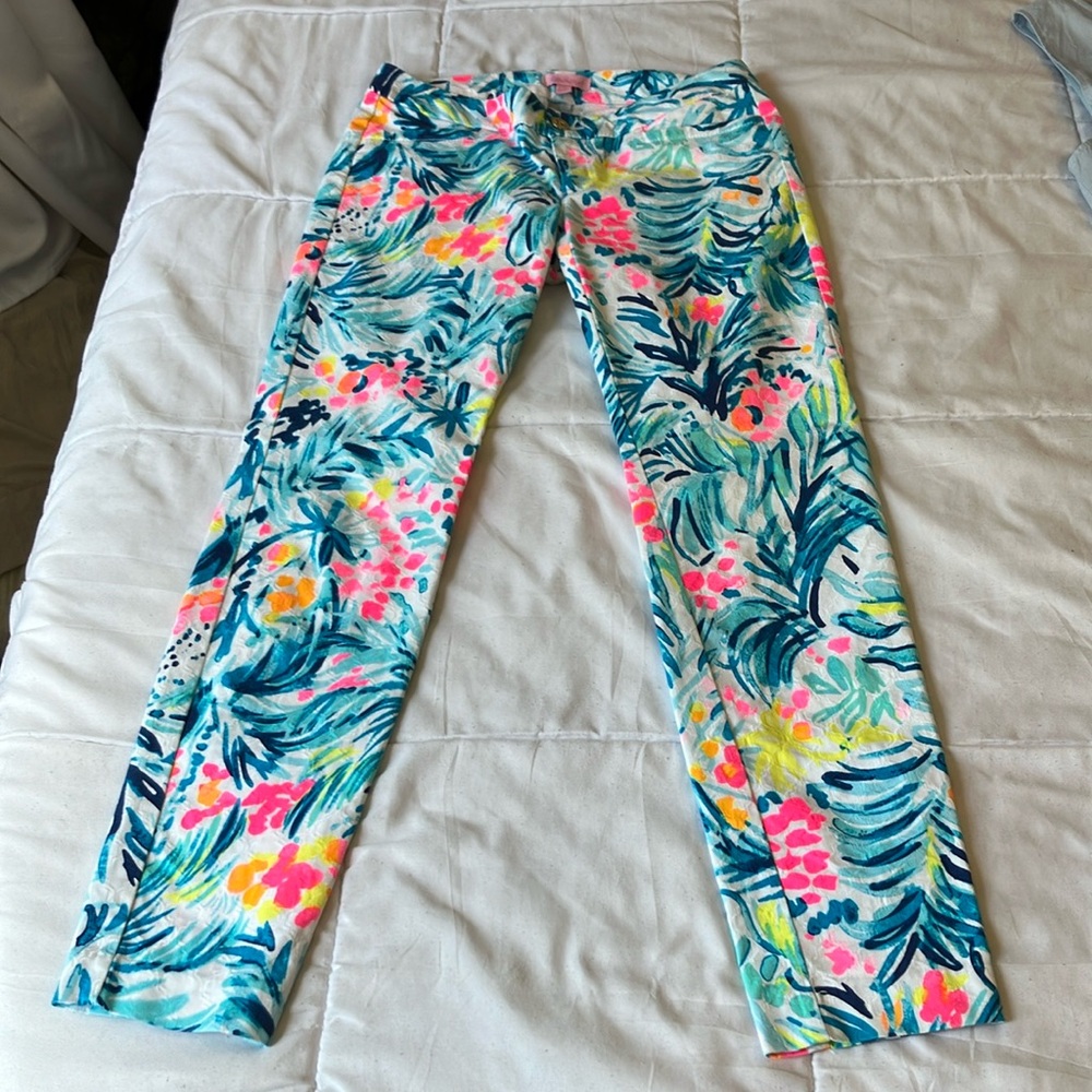Lilly Pulitzer Kelly Skinny Ankle Pants Size 2 Serene Blue Stretch #1755